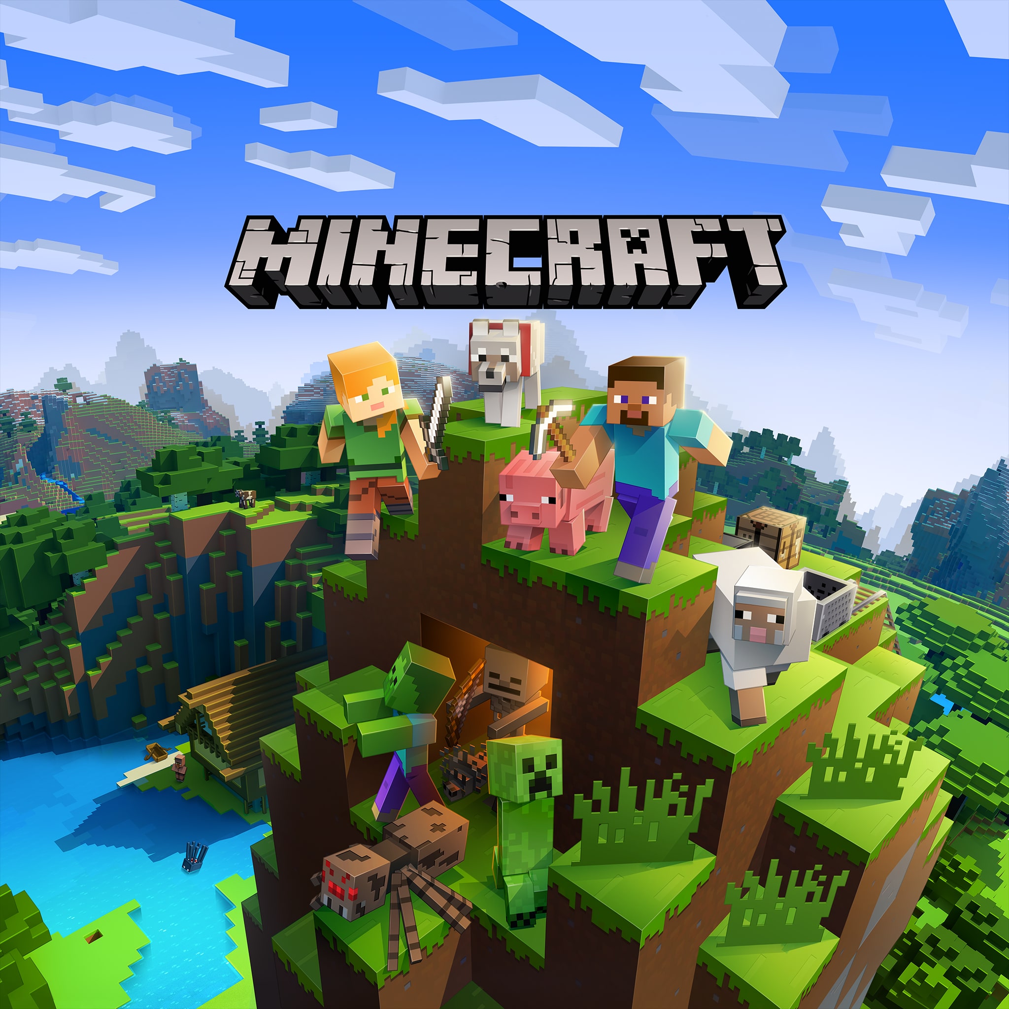 A screenshot of Minecraft's PS4 cover art.
