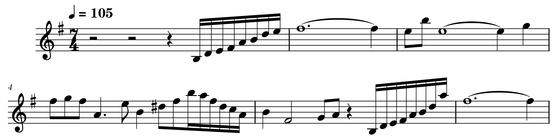A transcription of the opening measures of Balatro's main theme.